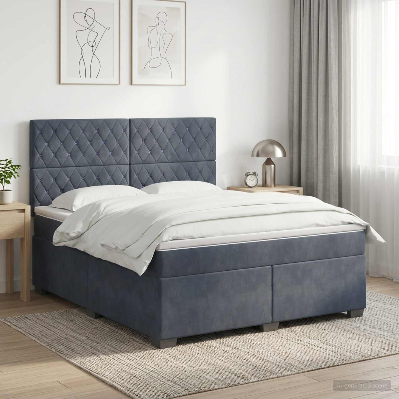 Letto box spring con materasso Grigio Scuro 160 x 200 cm | homemem39