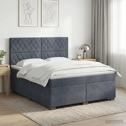 Letto box spring con materasso Grigio Scuro 140 x 190 cm | homemem39