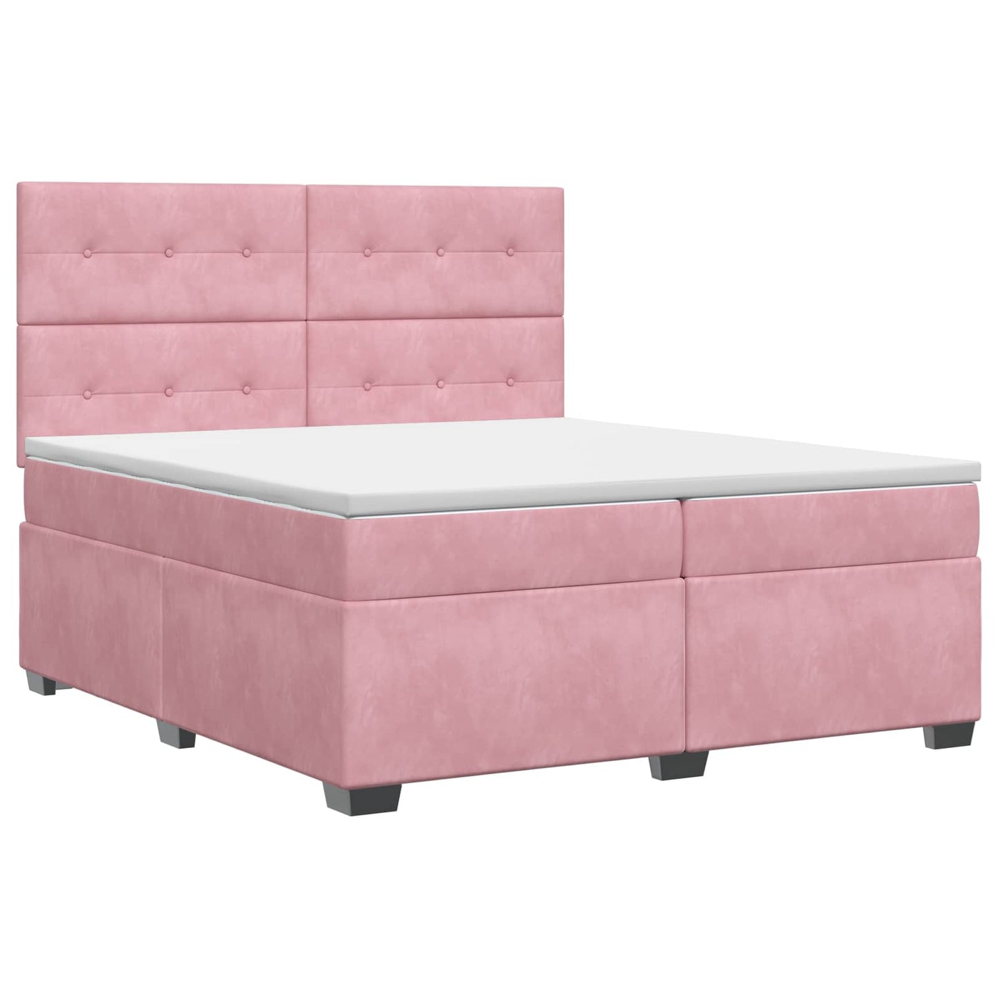 Letto box spring con materasso Rosa 200 x 200 cm Velluto