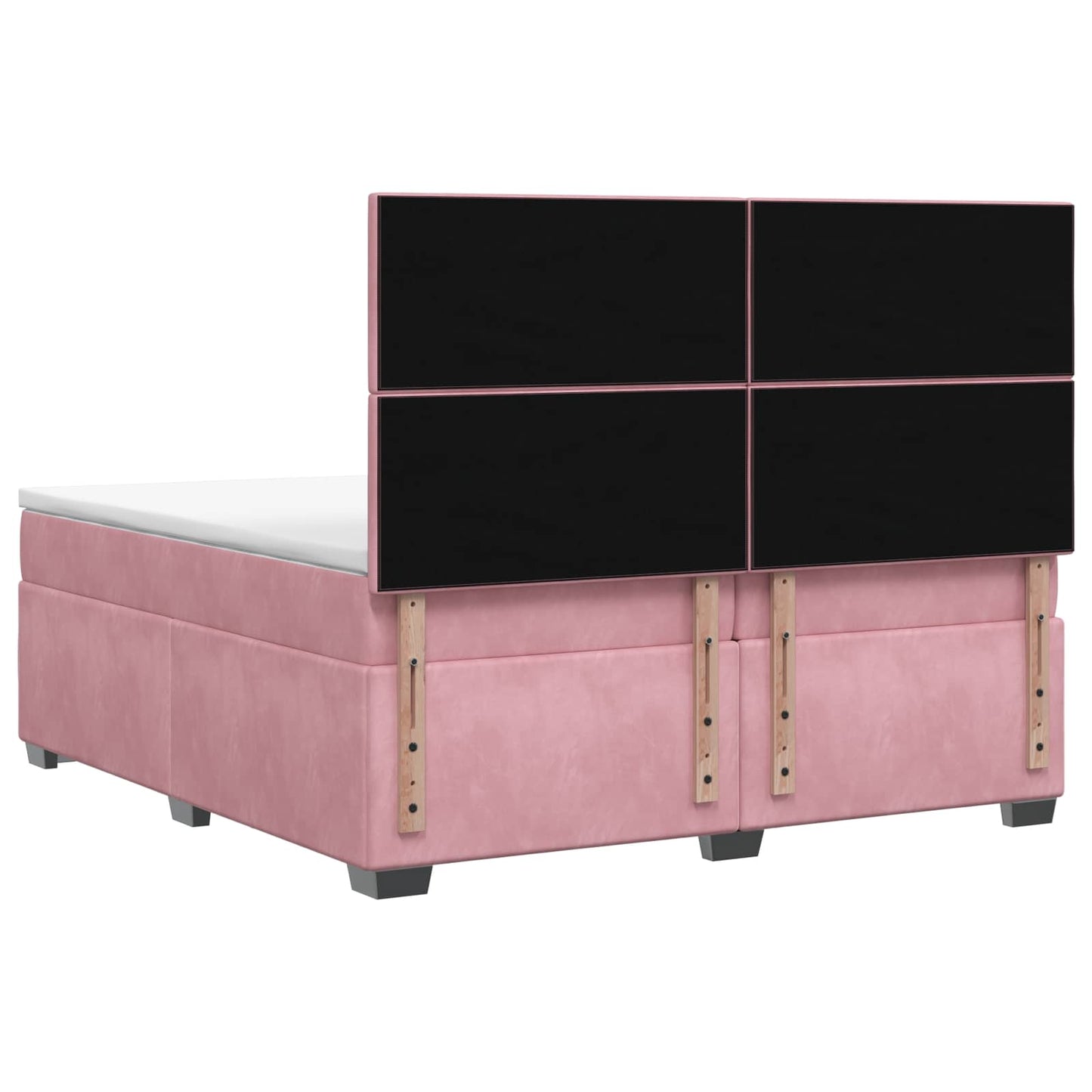 Letto box spring con materasso Rosa 200 x 200 cm Velluto