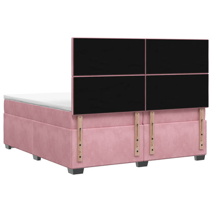 Letto box spring con materasso Rosa 200 x 200 cm Velluto