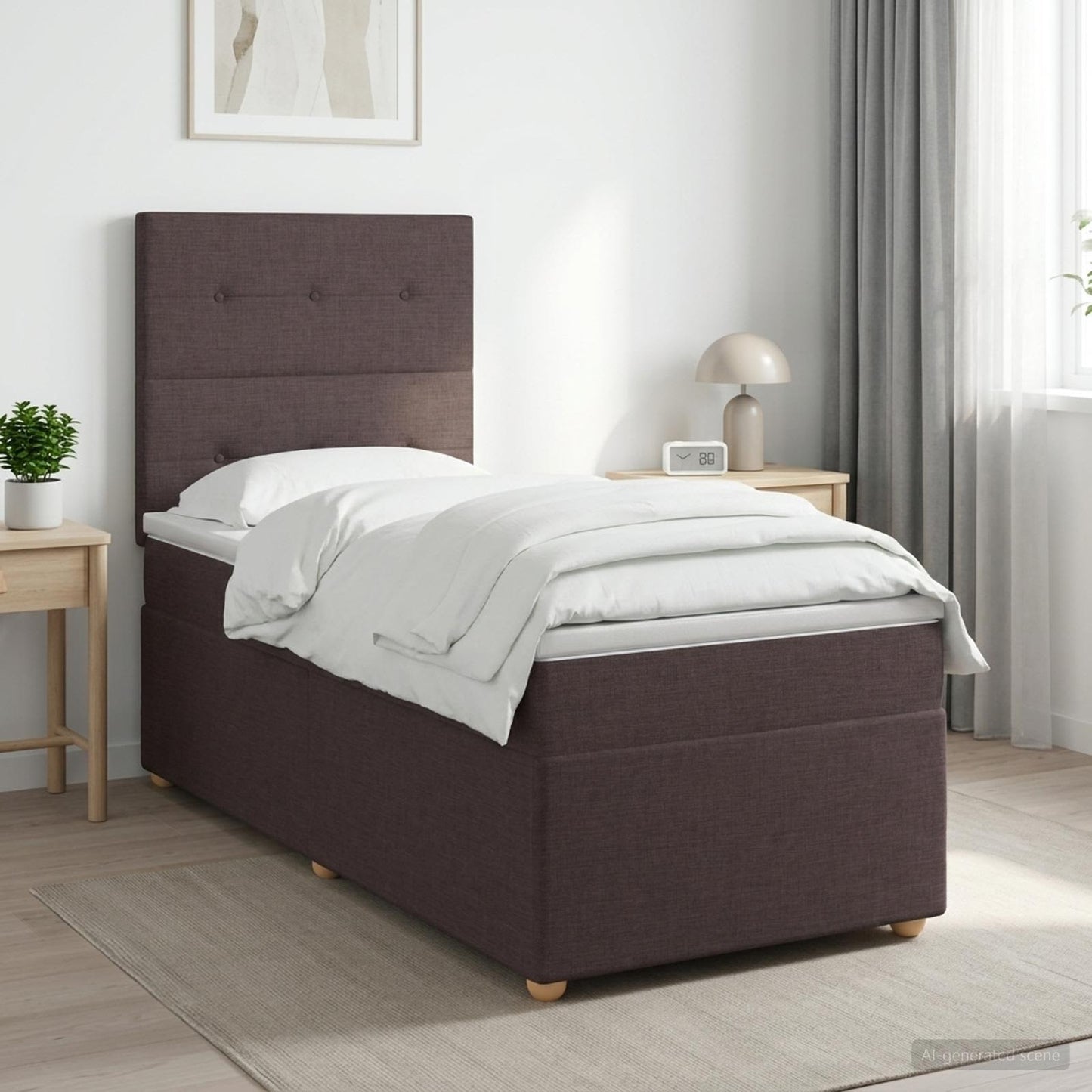 Letto box spring con materasso Marrone Scuro 100 x 200 cm