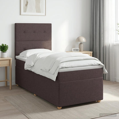 Letto box spring con materasso Marrone Scuro 100 x 200 cm