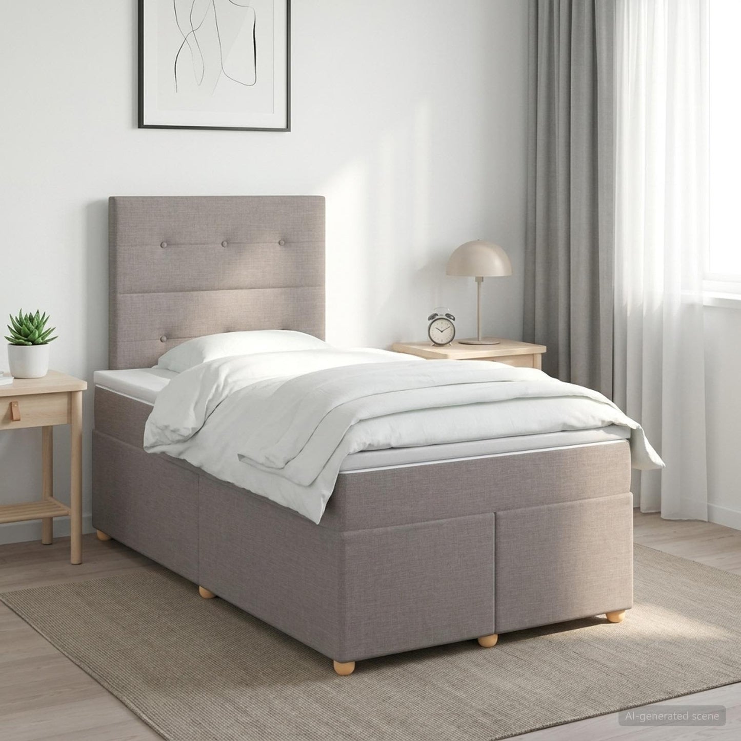 Letto box spring con materasso Tortora 120 x 200 cm Tessuto | homemem39