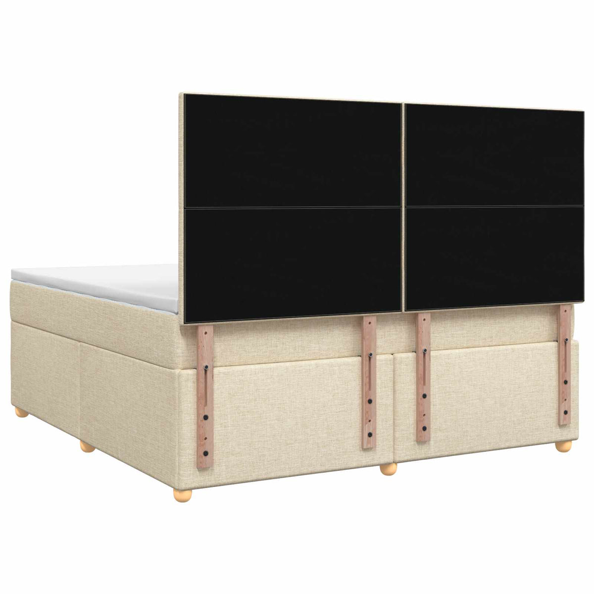 Letto box spring con materasso Crema 160 x 200 cm Tessuto