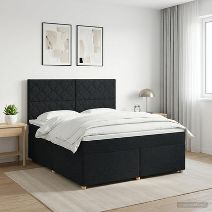 Letto box spring con materasso Nero 140 x 200 cm Tessuto | homemem39
