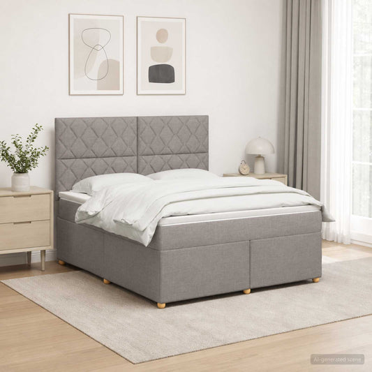 Letto box spring con materasso Tortora 160 x 200 cm Tessuto | homemem39