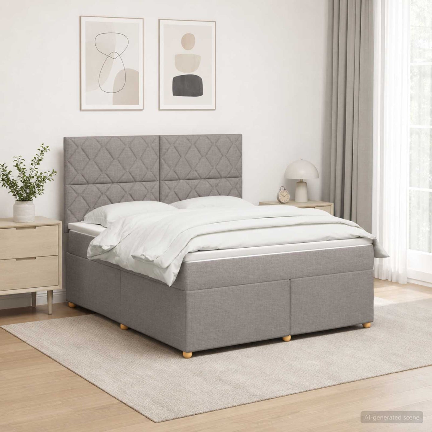 Letto box spring con materasso Tortora 140 x 200 cm Tessuto
