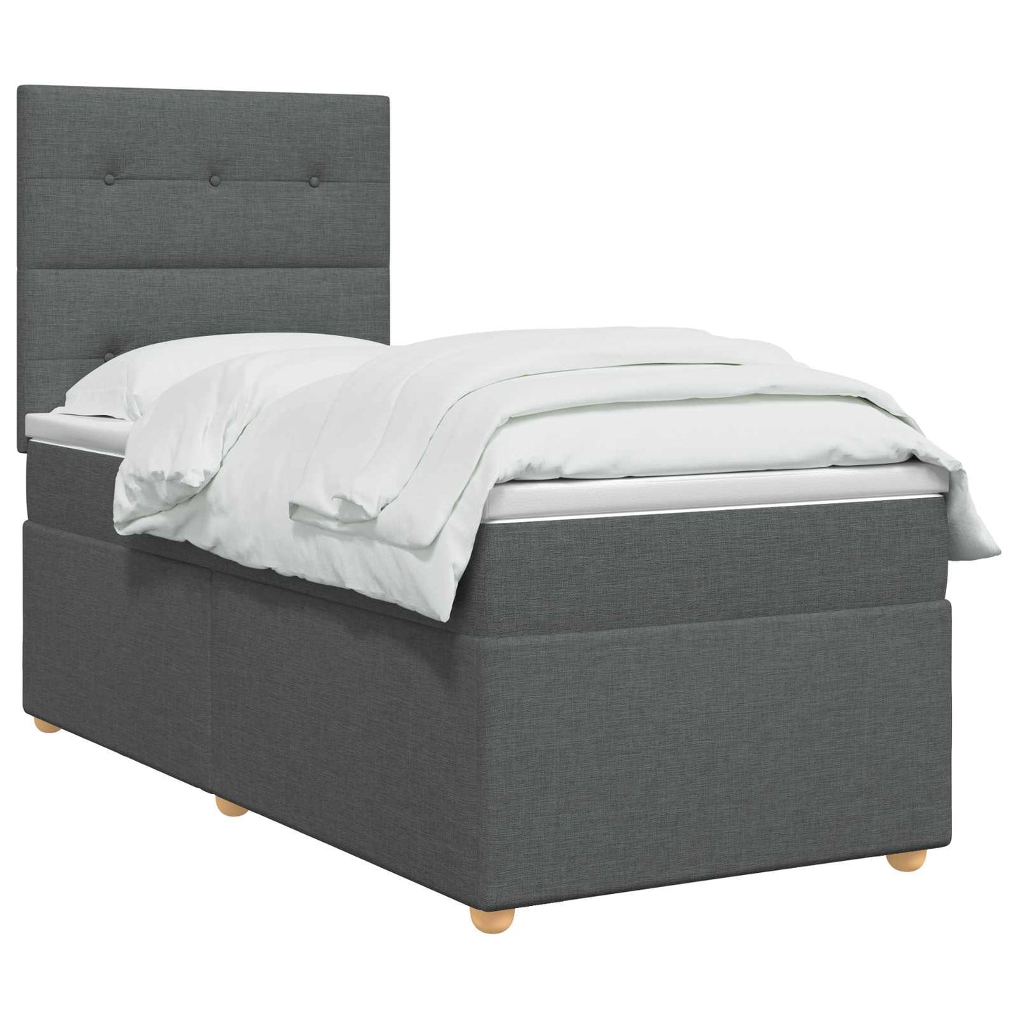Letto box spring con materasso Grigio Scuro Singolo Tessuto