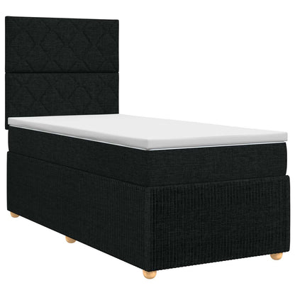 Letto box spring con materasso Nero 90 x 190 cm Tessuto | homemem39