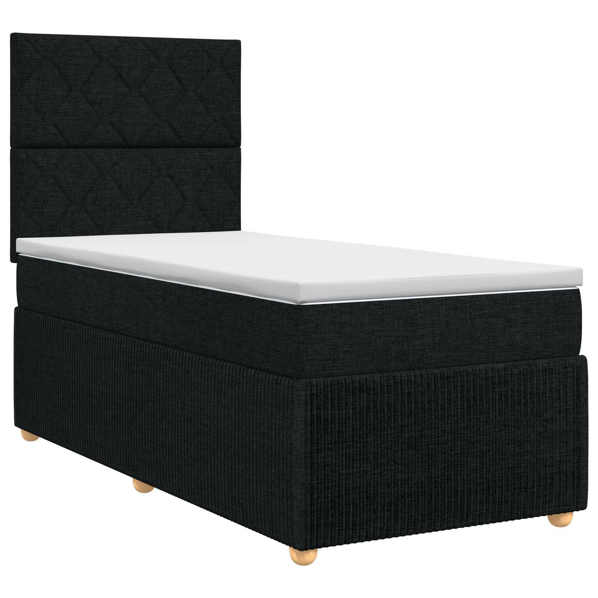 Letto box spring con materasso Nero 90 x 200 cm Tessuto | homemem39