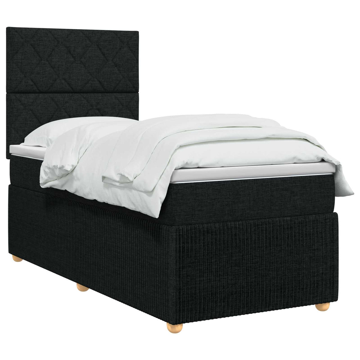 Letto box spring con materasso Nero 90 x 200 cm Tessuto | homemem39