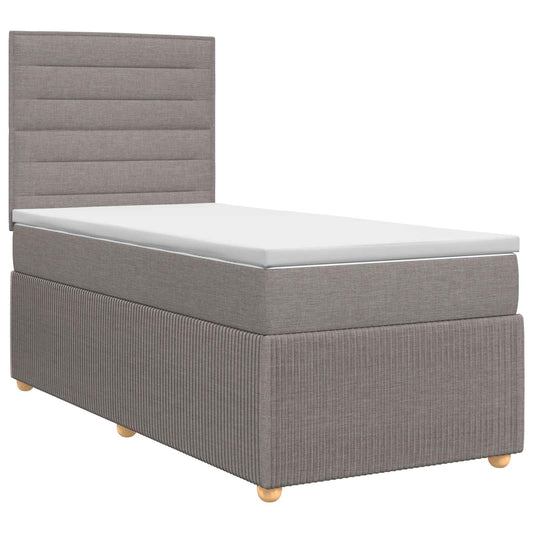 Letto box spring con materasso Tortora 100 x 200 cm Tessuto