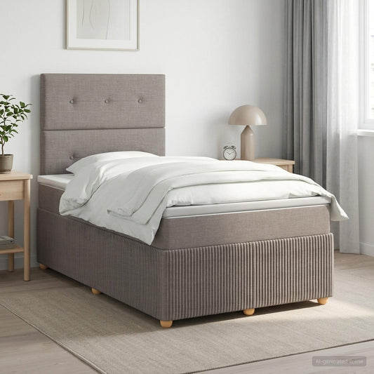 Letto box spring con materasso Tortora 120 x 190 cm Tessuto