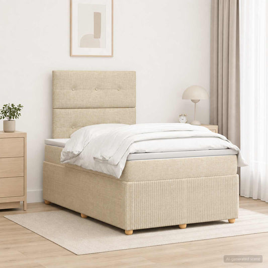 Letto box spring con materasso Crema 120 x 200 cm Tessuto | homemem39