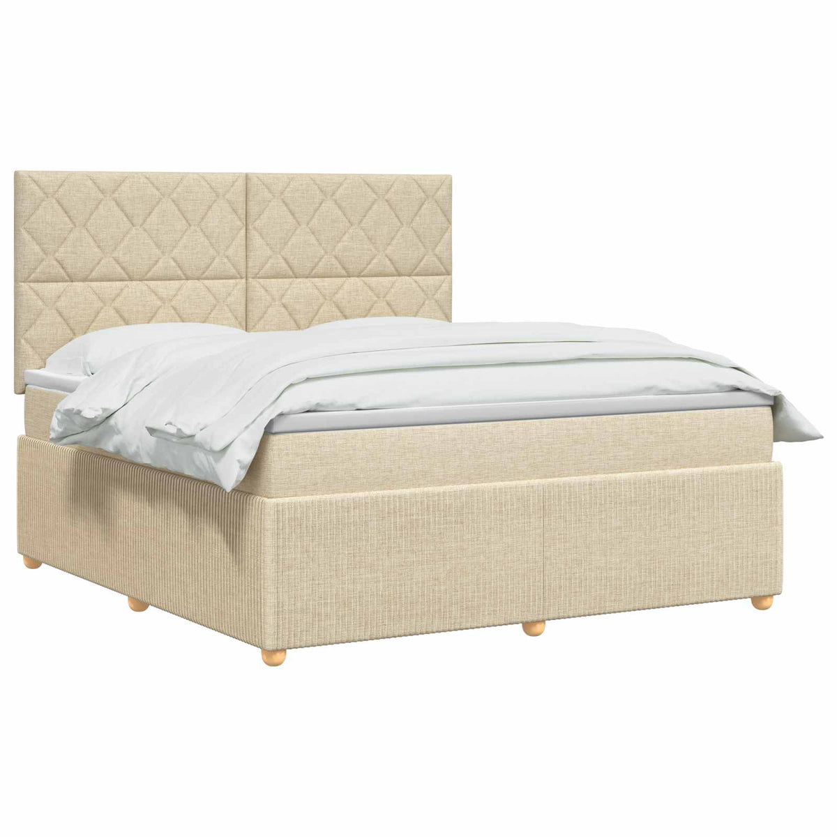 Letto box spring con materasso Crema 160 x 200 cm Tessuto | homemem39