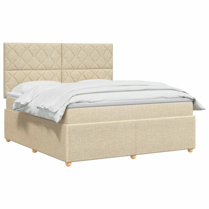 Letto box spring con materasso Crema 160 x 200 cm Tessuto | homemem39