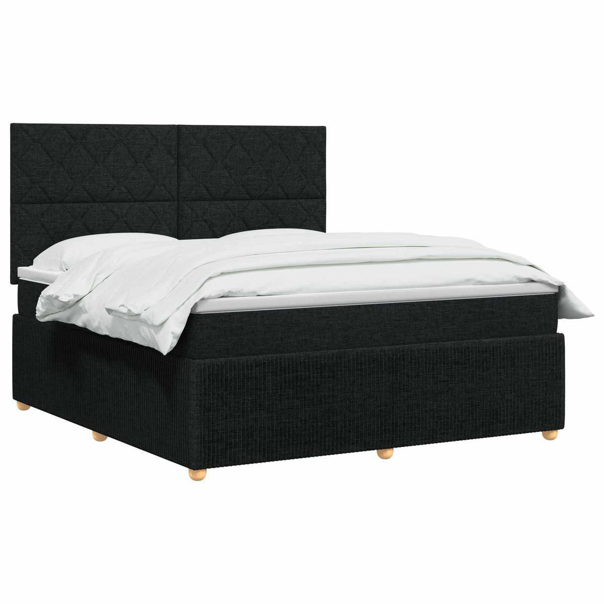 Letto box spring con materasso Nero 180 x 200 cm Tessuto | homemem39