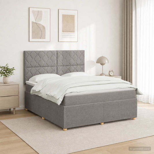 Letto box spring con materasso Tortora 140 x 200 cm Tessuto | homemem39
