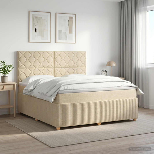 Letto box spring con materasso Crema 160 x 200 cm Tessuto | homemem39