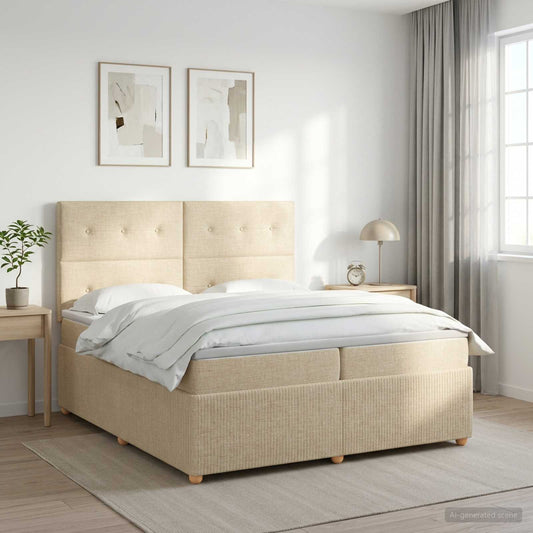 Letto box spring con materasso Crema 200 x 200 cm Tessuto | homemem39