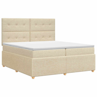Letto box spring con materasso Crema 200 x 200 cm Tessuto | homemem39