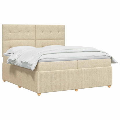 Letto box spring con materasso Crema 200 x 200 cm Tessuto | homemem39