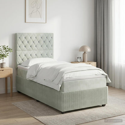 Letto box spring con materasso Grigio Chiaro 80 x 200 cm | homemem39