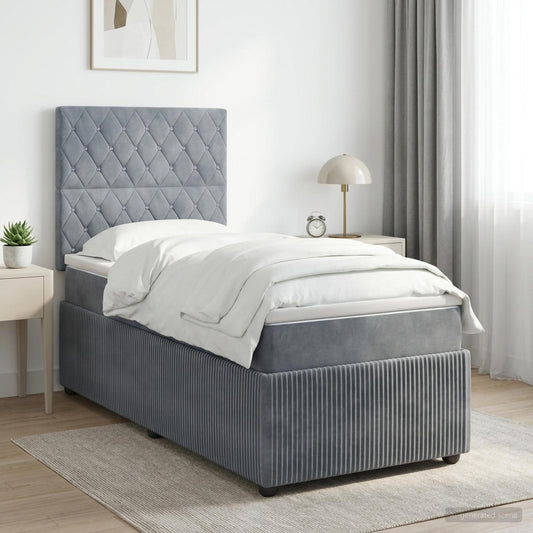 Letto box spring con materasso Grigio Scuro 80 x 200 cm Velluto | homemem39