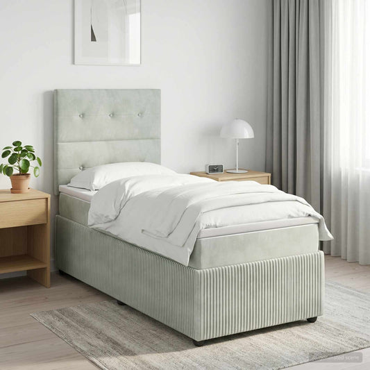 Letto box spring con materasso Grigio Chiaro Singolo Velluto - homemem39