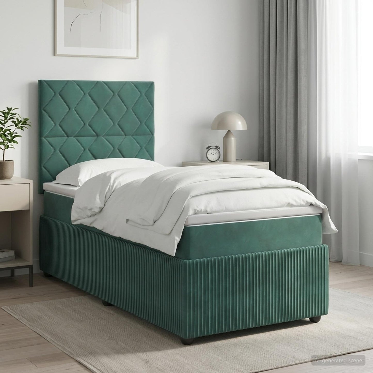 Letto box spring con materasso Verde Scuro 100 x 200 cm Velluto | homemem39