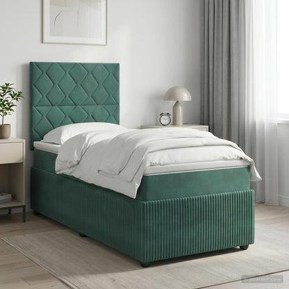 Letto box spring con materasso Verde Scuro 90 x 200 cm Velluto | homemem39
