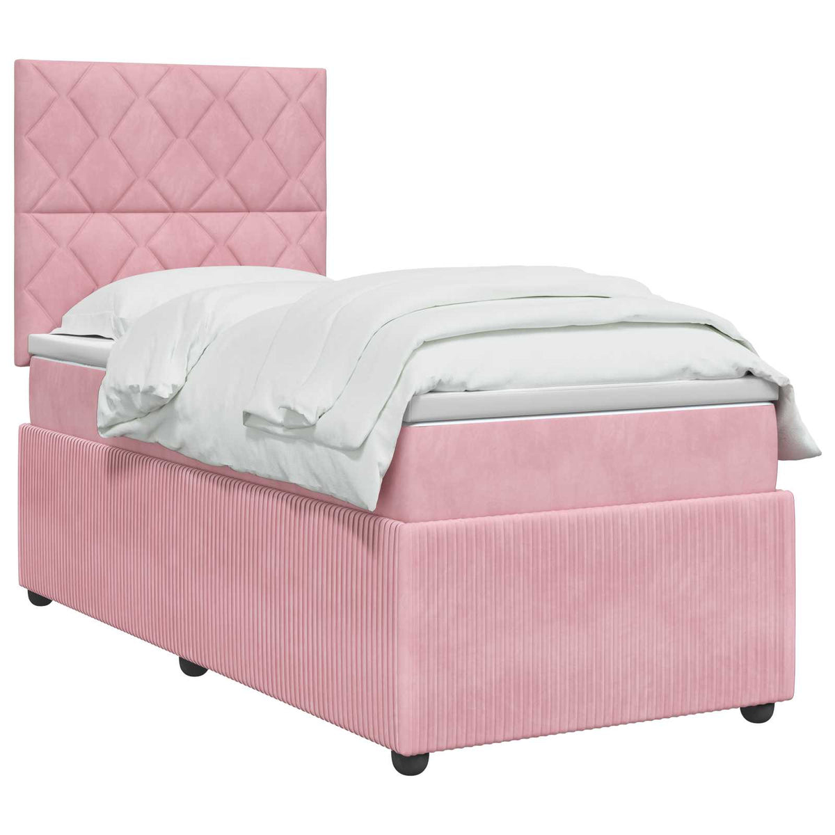 Letto box spring con materasso Rosa 80 x 200 cm Velluto | homemem39