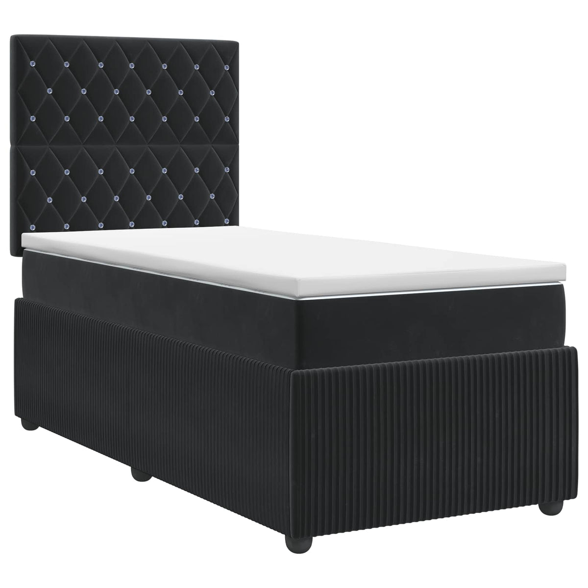 Letto box spring con materasso Nero 90 x 200 cm Velluto | homemem39