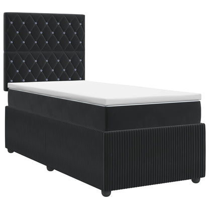 Letto box spring con materasso Nero 90 x 200 cm Velluto | homemem39
