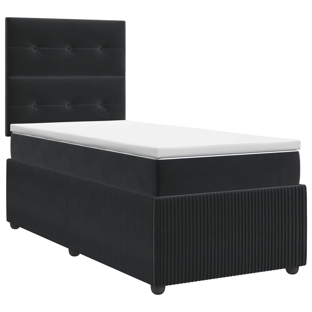 Letto box spring con materasso Nero 90 x 200 cm Velluto | homemem39