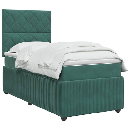 Letto box spring con materasso Verde Scuro 90 x 200 cm Velluto | homemem39