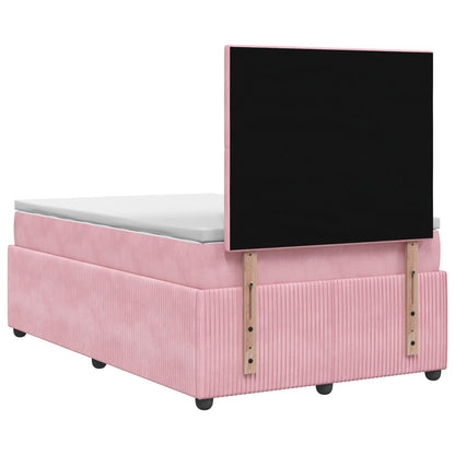 Letto box spring con materasso Rosa 120 x 190 cm Velluto
