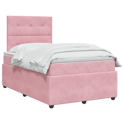 Letto box spring con materasso Rosa 120 x 190 cm Velluto