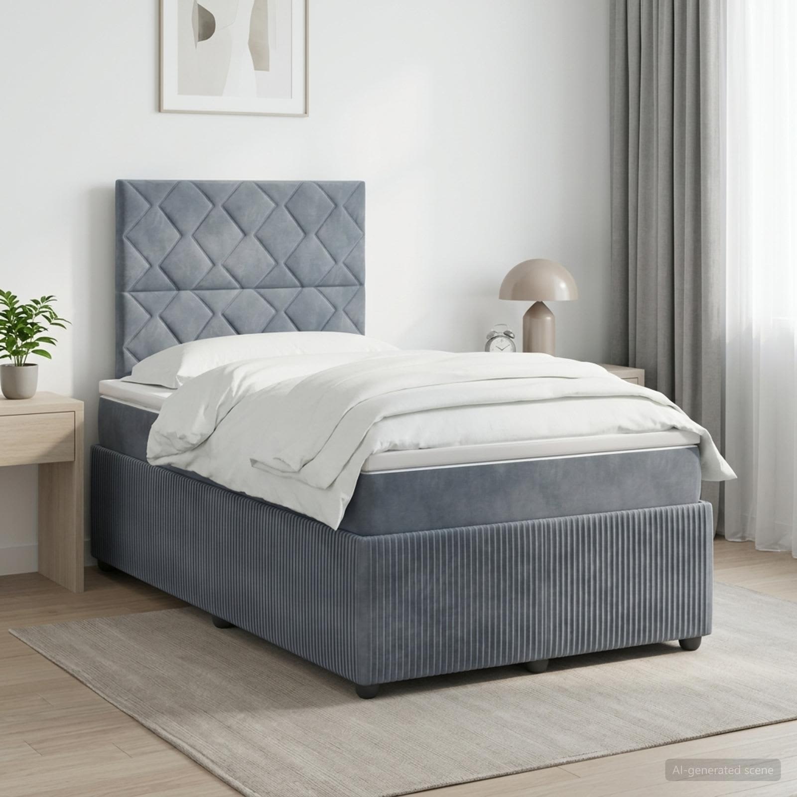 Letto box spring con materasso Grigio Scuro 120 x 190 cm | homemem39
