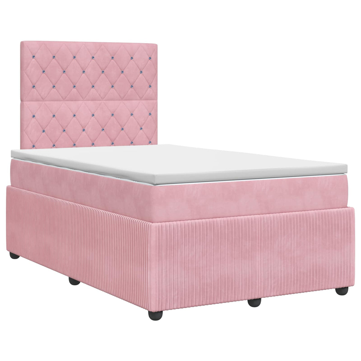 Letto box spring con materasso Rosa 120 x 200 cm Velluto | homemem39