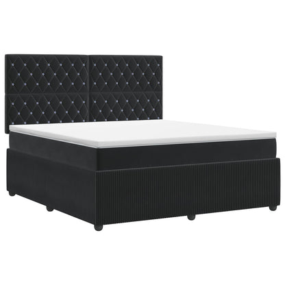 Letto box spring con materasso Nero 140 x 190 cm Velluto