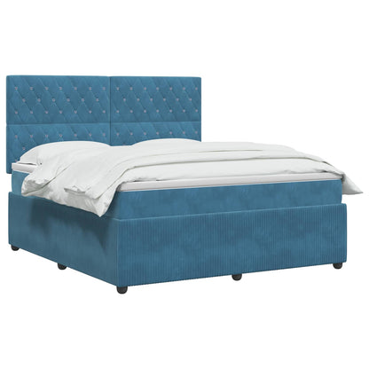 Letto box spring con materasso Blu 140 x 190 cm Velluto | homemem39