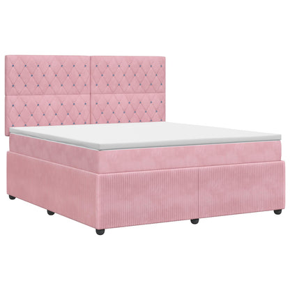 Letto box spring con materasso Rosa 140 x 190 cm Velluto | homemem39
