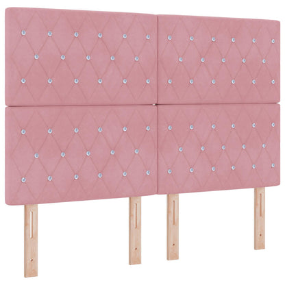 Letto box spring con materasso Rosa 140 x 190 cm Velluto | homemem39