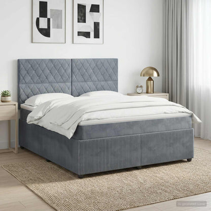 Letto box spring con materasso Grigio Scuro 140 x 190 cm