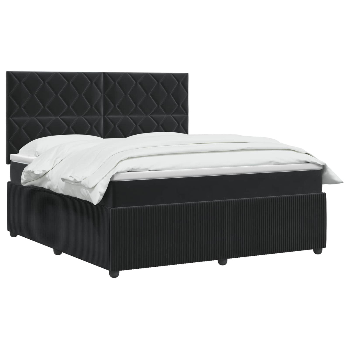 Letto box spring con materasso Nero 180 x 200 cm Velluto - homemem39