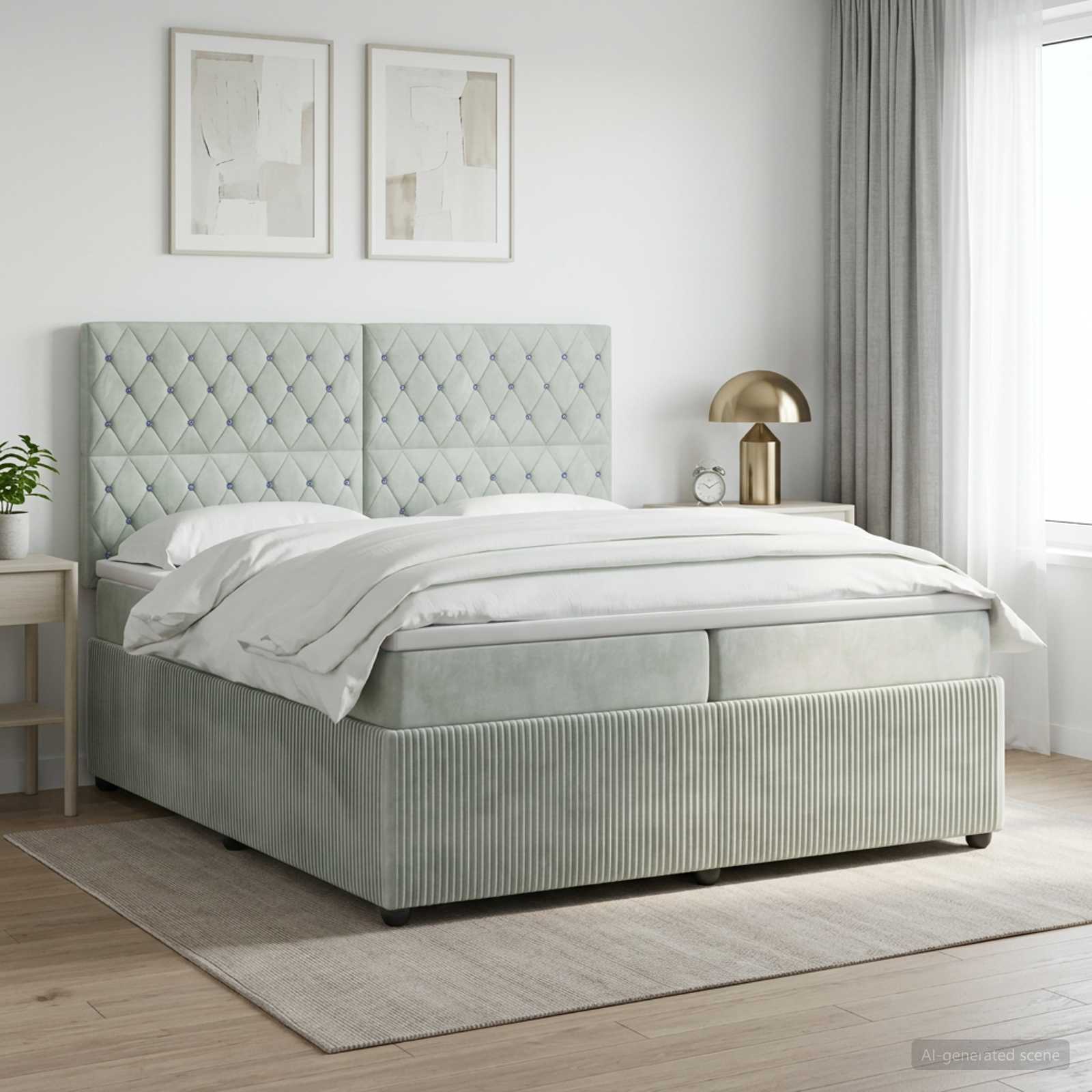 Letto box spring con materasso Grigio Chiaro 200 x 200 cm | homemem39