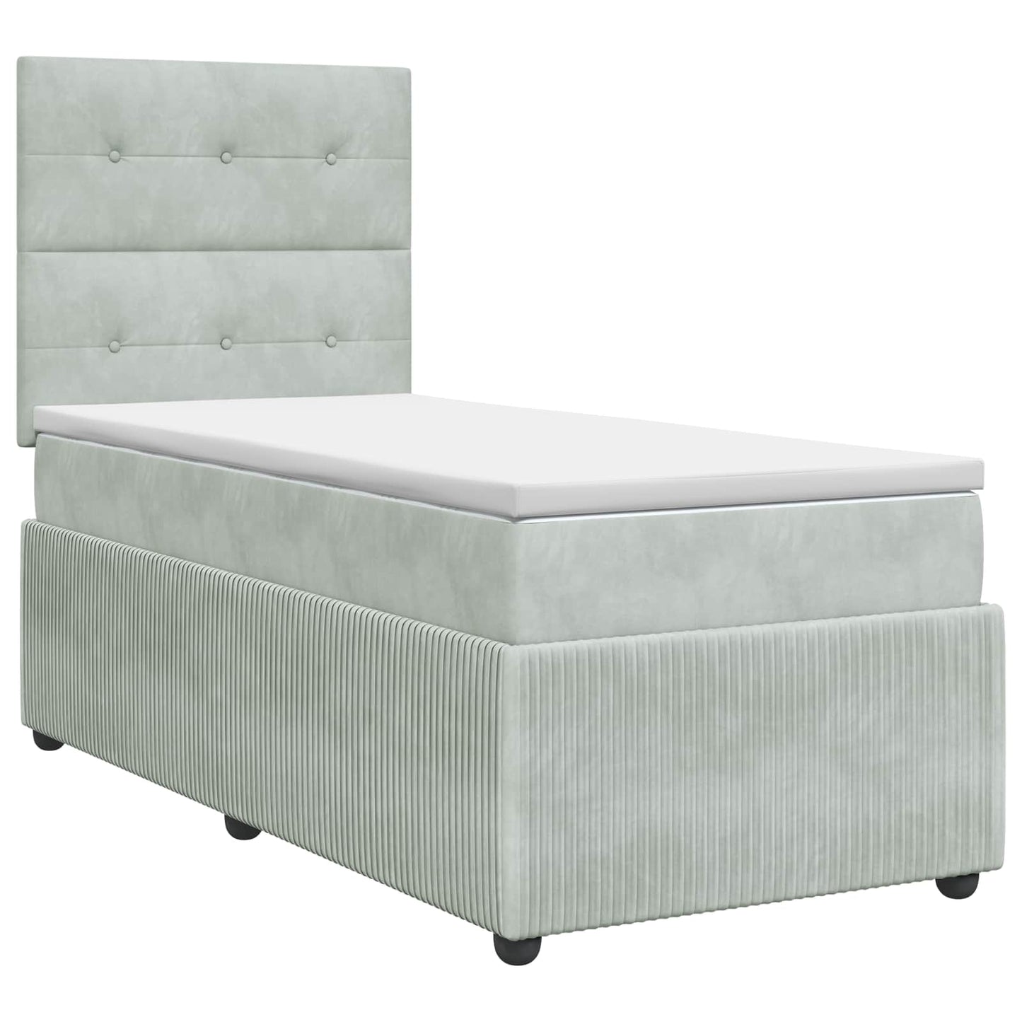 Letto box spring con materasso Grigio Chiaro Singolo Velluto