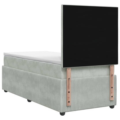 Letto box spring con materasso Grigio Chiaro Singolo Velluto